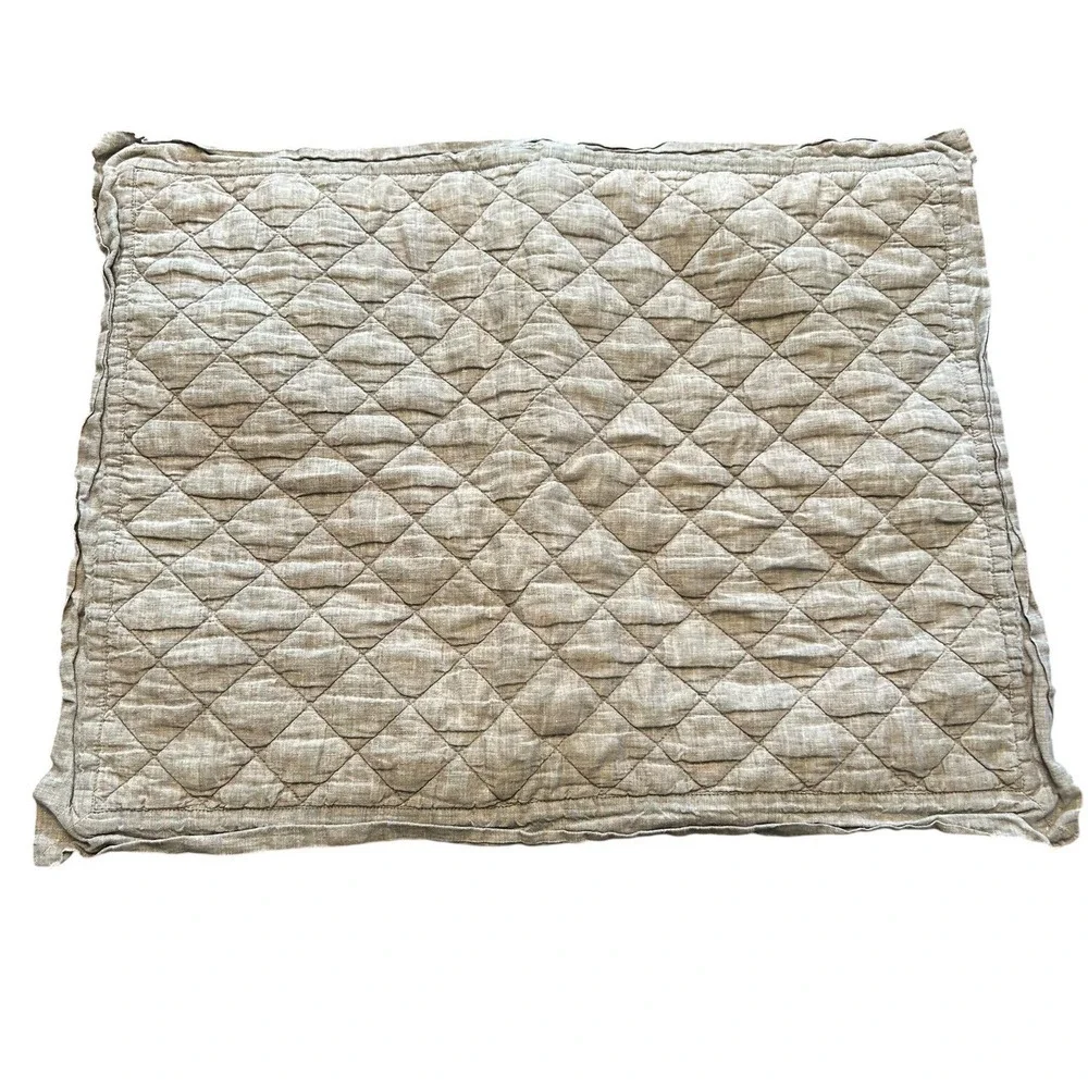 Pottery Barn Standard‎ Belgian Linen Sham Quilted Pillow Case Envelope Closure